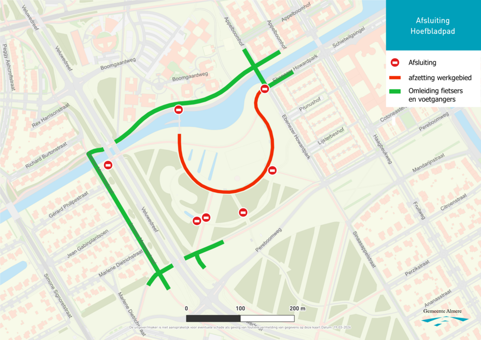 Werkzaamhedenkaart omleiding Hoefbladpad