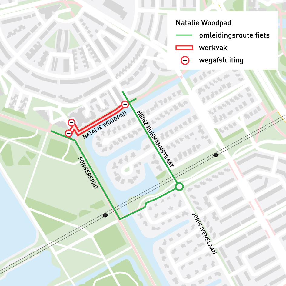 Werkzaamheden fietspad Natalie Woodpad